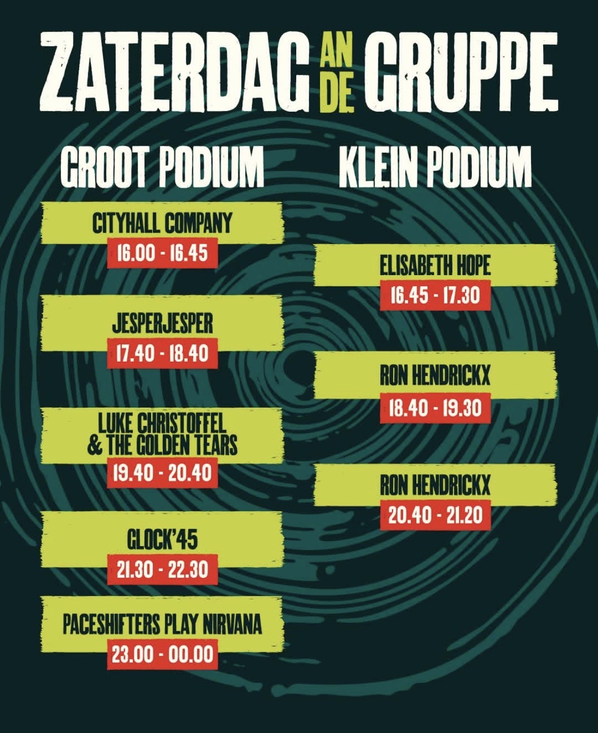 Timetable Zaterdag