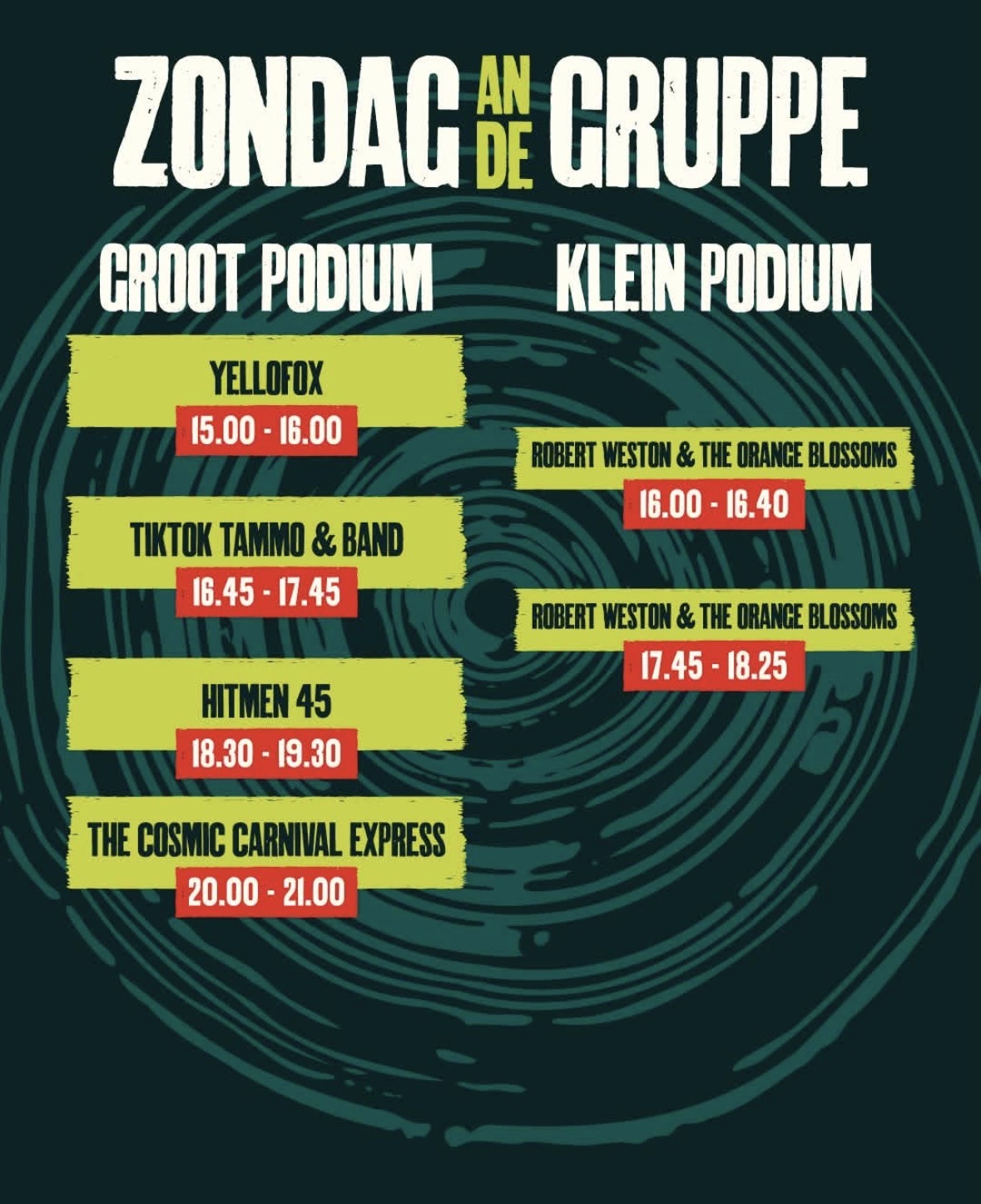Timetable Zondag